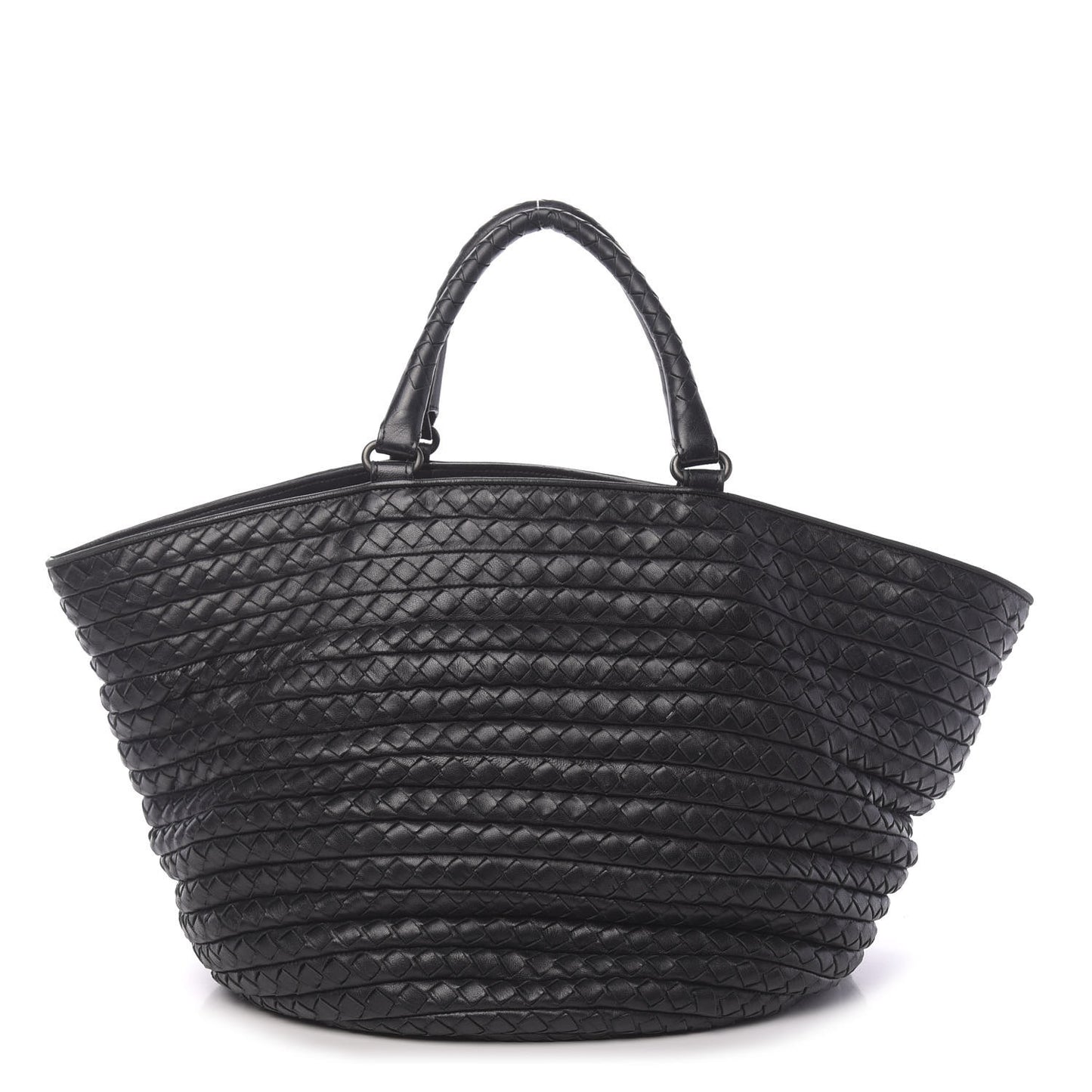 Intrecciato Nappa Spiral Shopper Tote Black