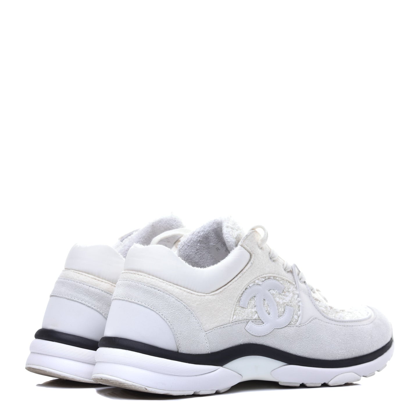 Tweed Suede Mens CC Sneakers 45 White