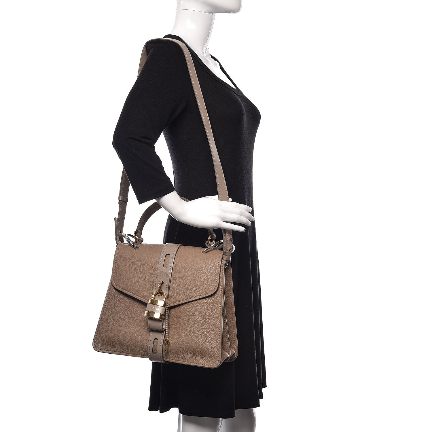 Chloe Shiny Grained Calfskin Medium Aby Day Shoulder Bag Motty Grey 2 of 12