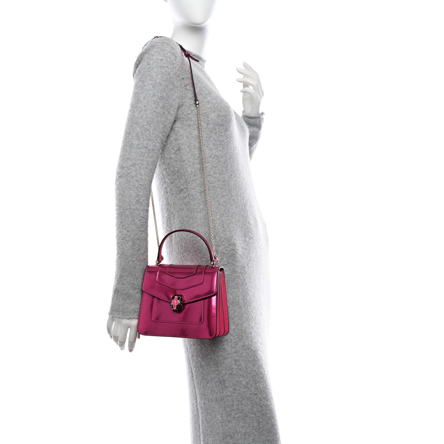 Metallic Calfskin Serpenti Forever Top Handle Flash Amethyst