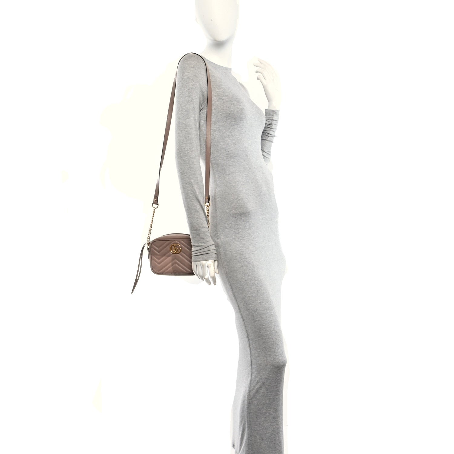 Gucci Calfskin Matelasse Mini GG Marmont Chain Shoulder Bag Porcelain Rose 2 of 10