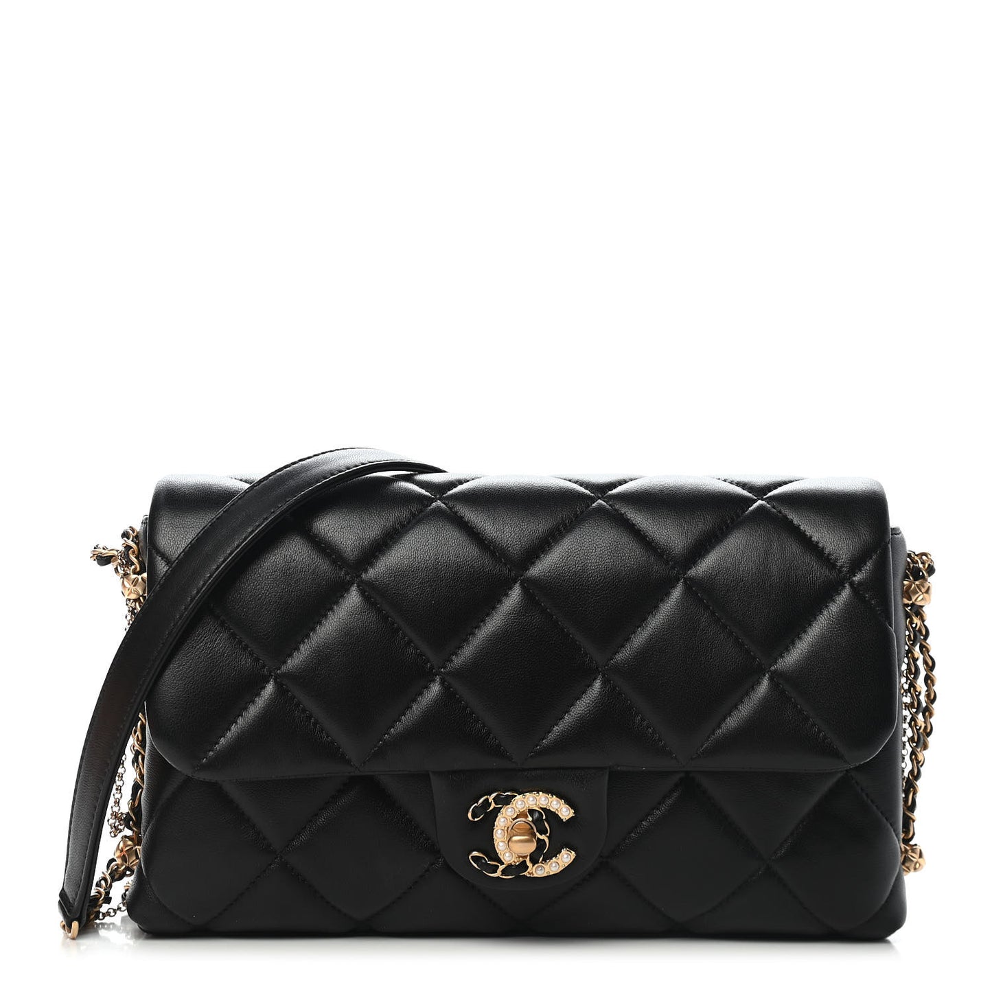 Lambskin Quilted Crush On Chains Flap Bag Black