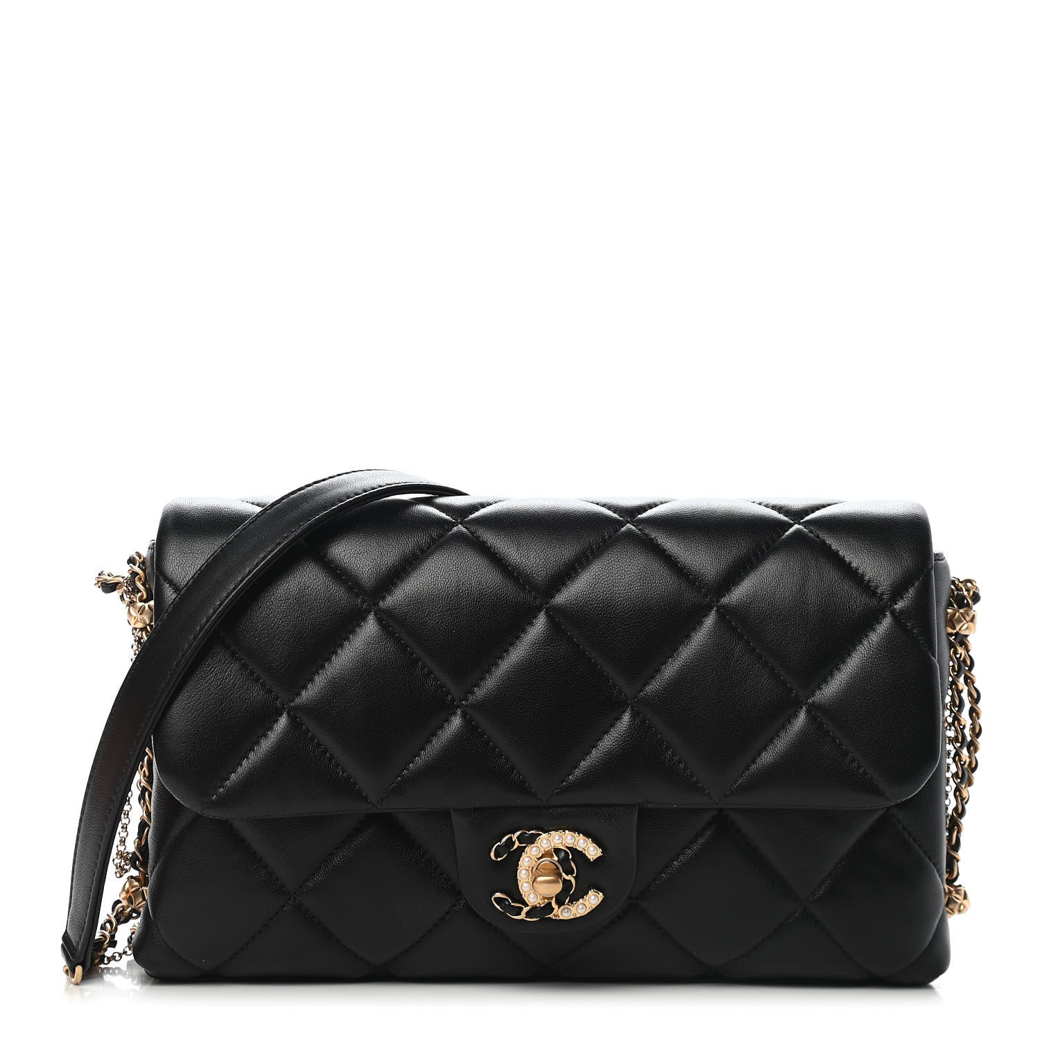 Chanel Lambskin Quilted Crush On Chains Flap Bag Black 1 of 9