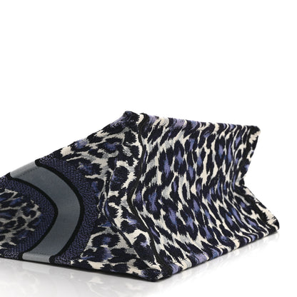 Christian Dior Canvas Mizza Embroidered Medium Leopard Book Tote Purple 9 of 10