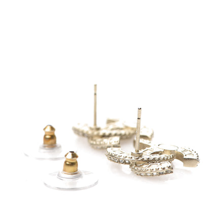 Chanel Crystal Timeless CC Earrings Light Gold 3 of 5