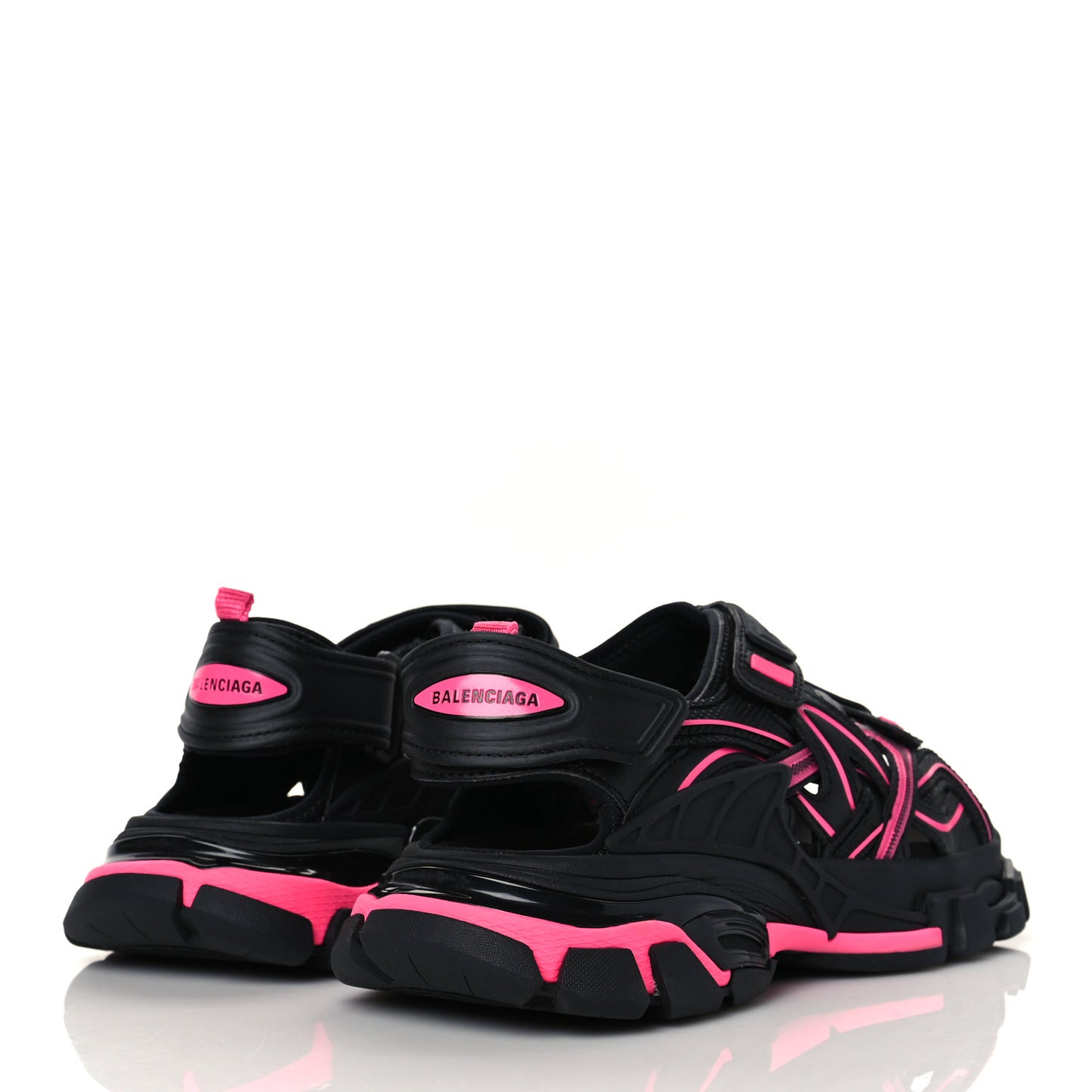 Rubber Neoprene Bi-Color Womens Track Sandals 36 Black Fluo Pink