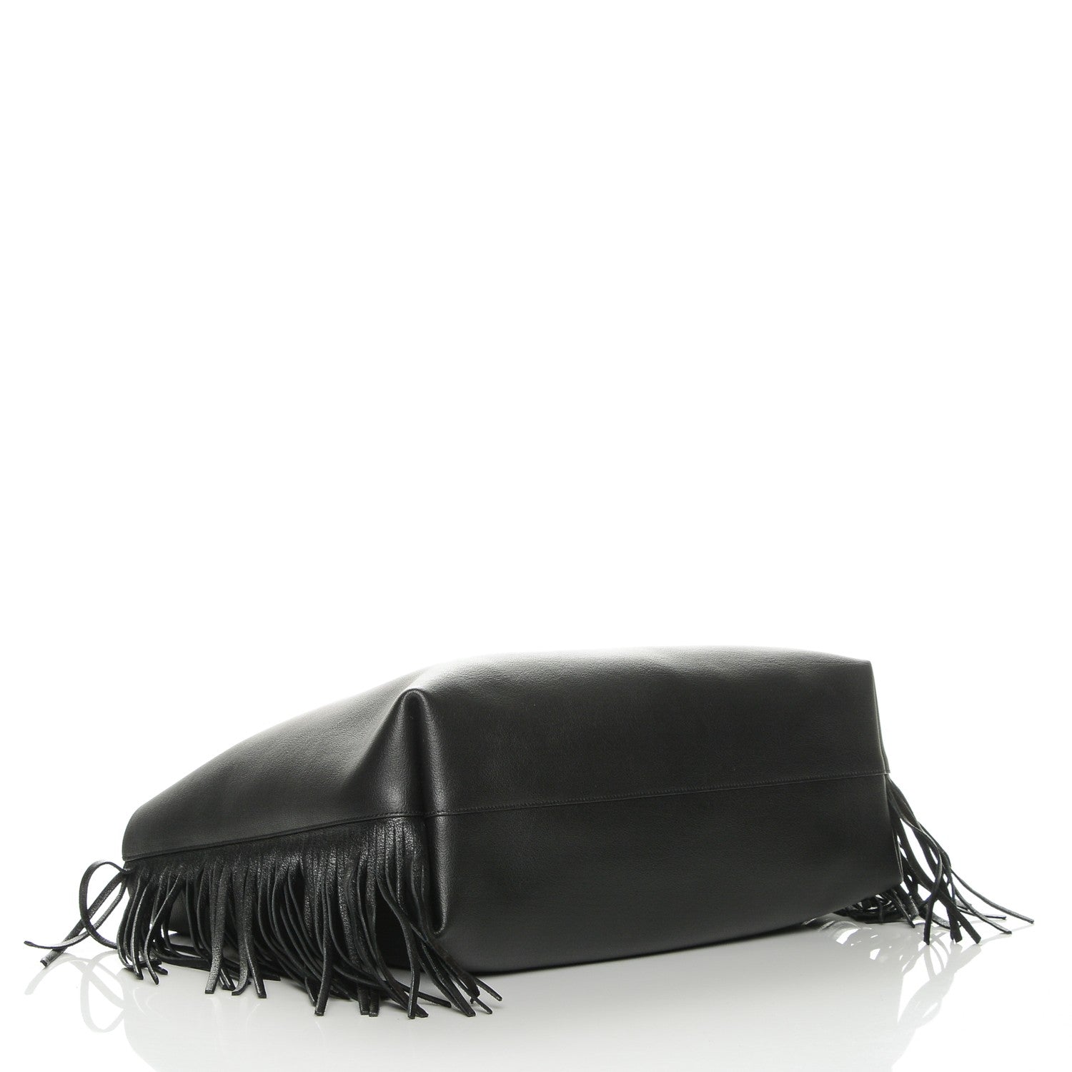 Saint Laurent Calfskin Large Fringe Shopping Tote Black 4 of 7