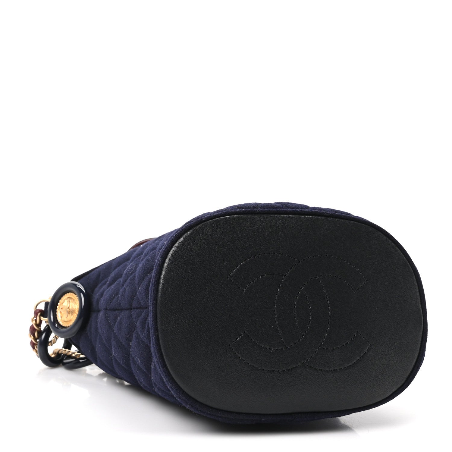 Chanel Wool Lambskin Quilted Paris Hamburg Charms Bucket Bag Dark Navy 4 of 10
