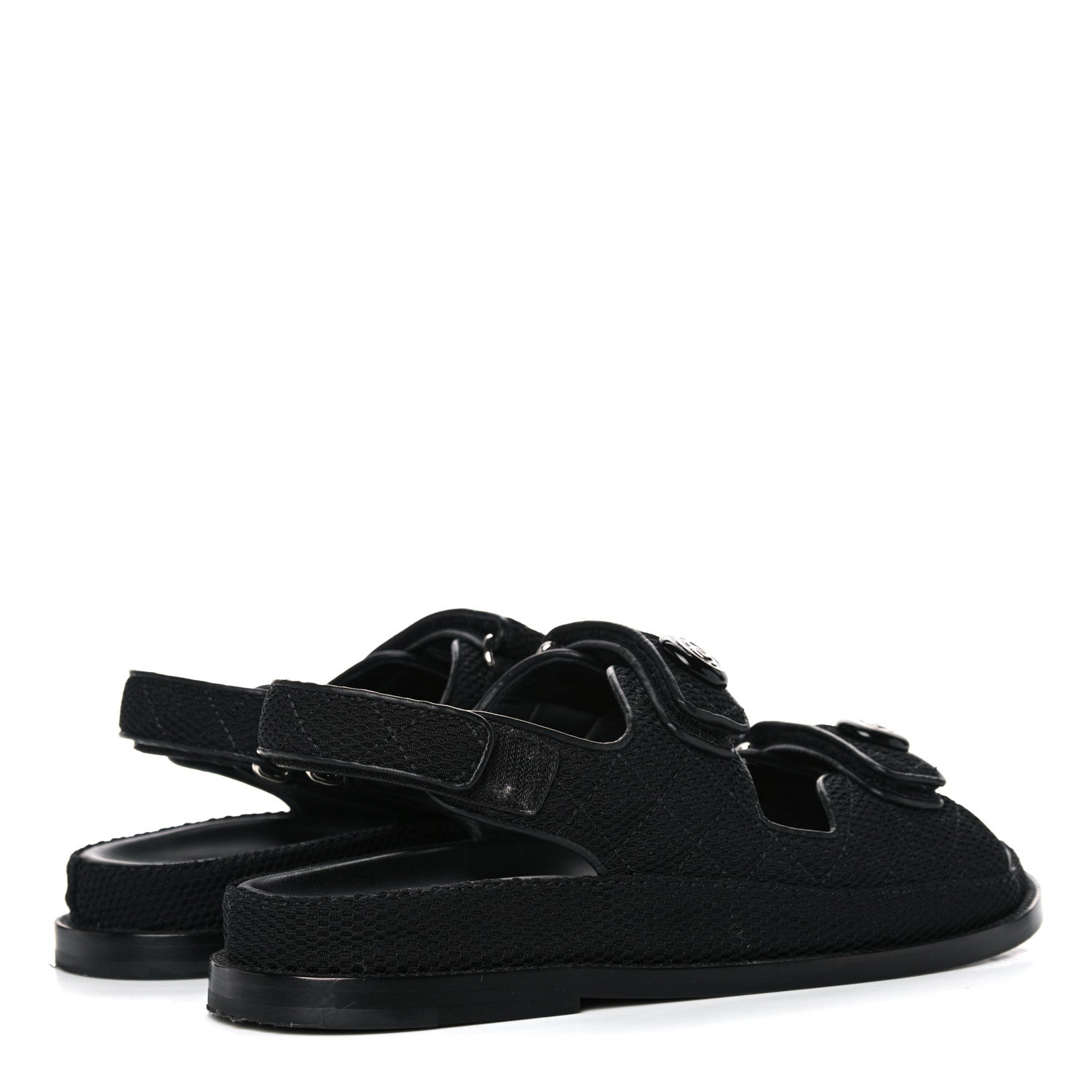 Chanel Fabric Velcro Dad Sandals 38 Black 4 of 13