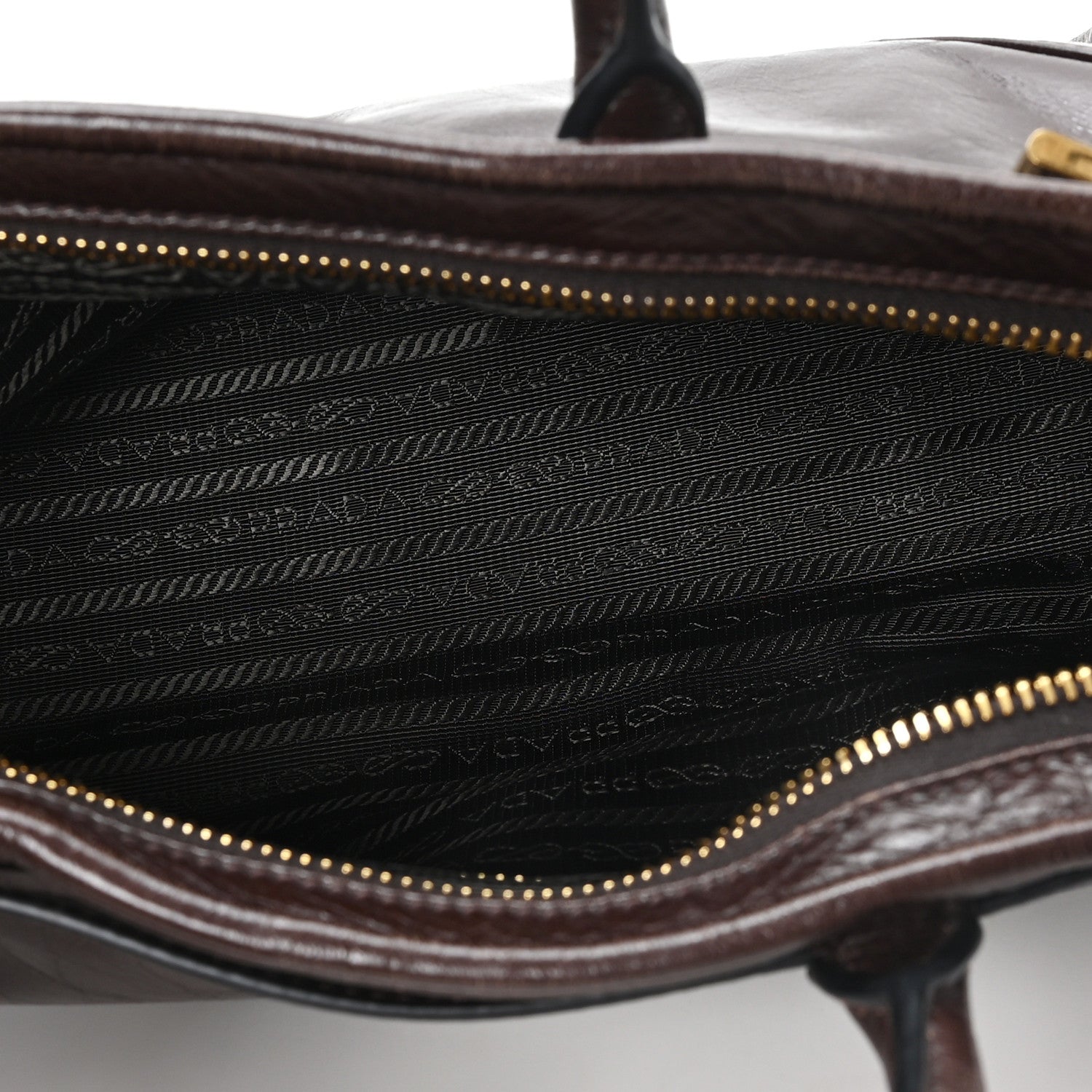 Prada Glossy Calfskin Triangle Medium Bonnie Shoulder Bag Dark Brown 5 of 9