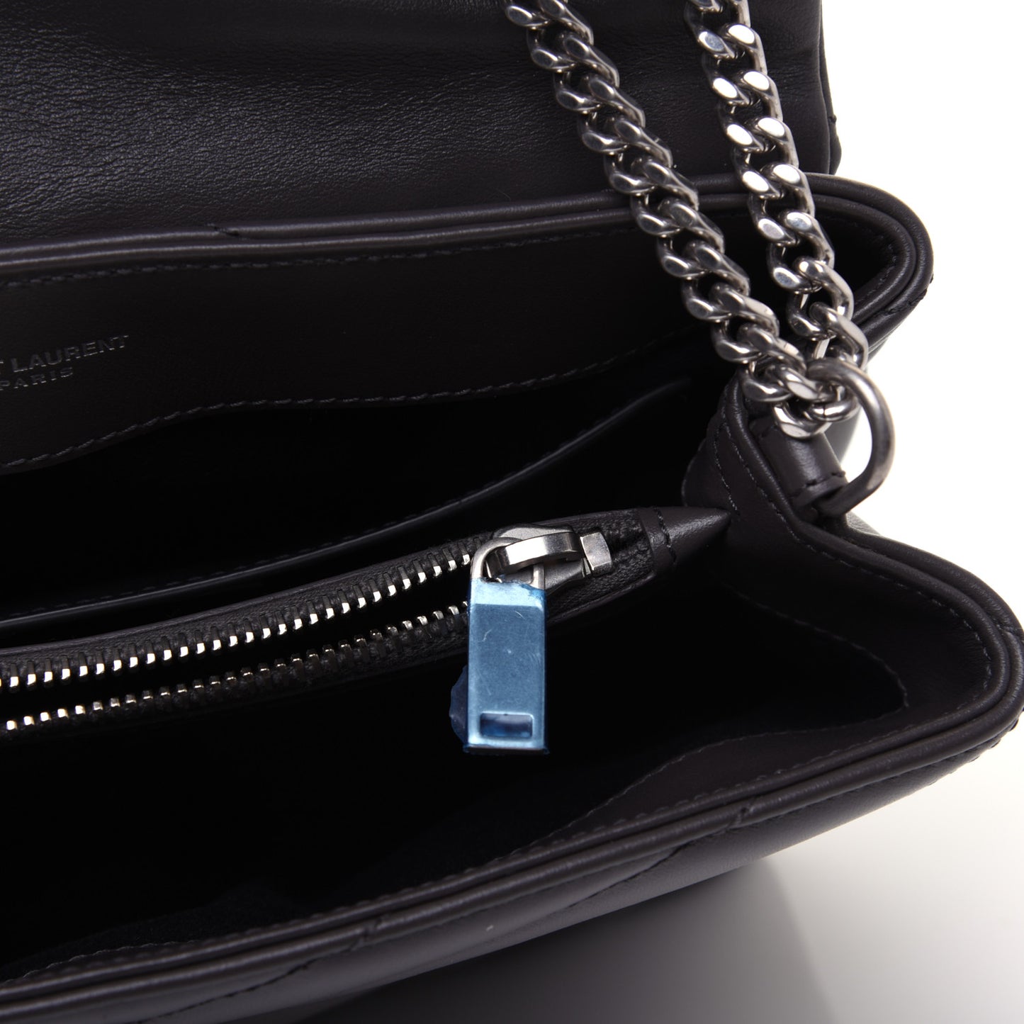 Calfskin Y Quilted Monogram Small Loulou Chain Satchel Asphalt