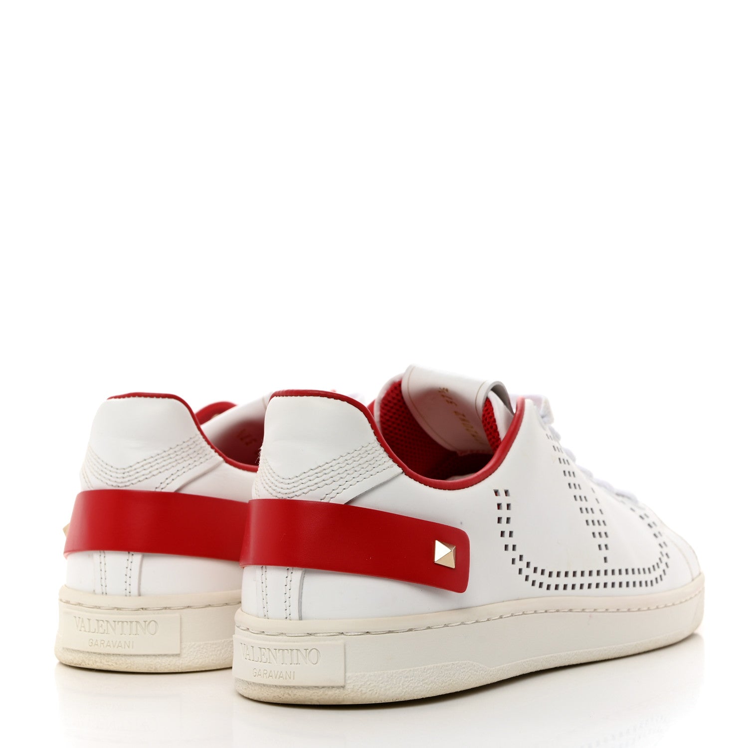 Valentino Garavani Calfskin Womens Backnet Sneakers 37.5 White Red 4 of 9