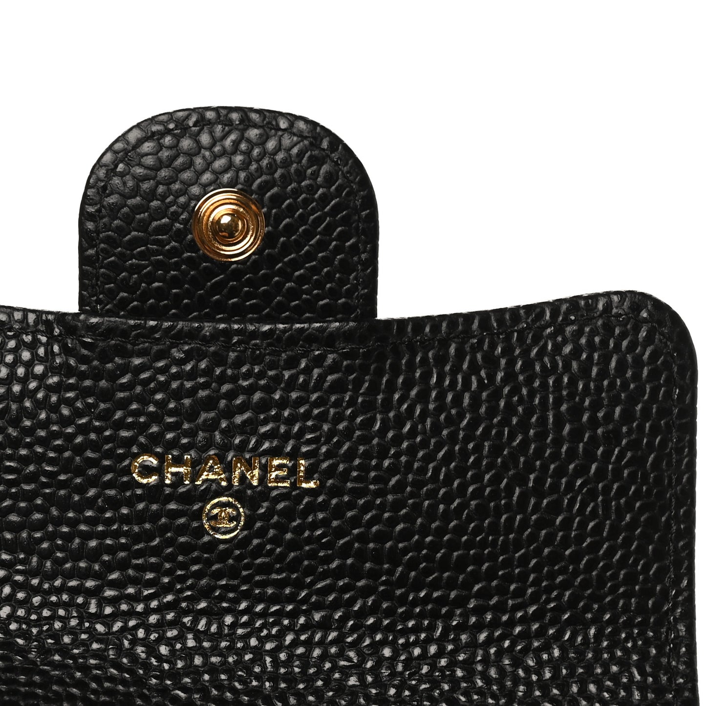 Caviar Quilted Flap Card Holder Wallet Black