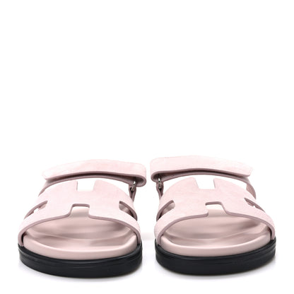 Hermes Suede Goatskin Womens Chypre Sandals 36 Rose Porcelaine 2 of 9