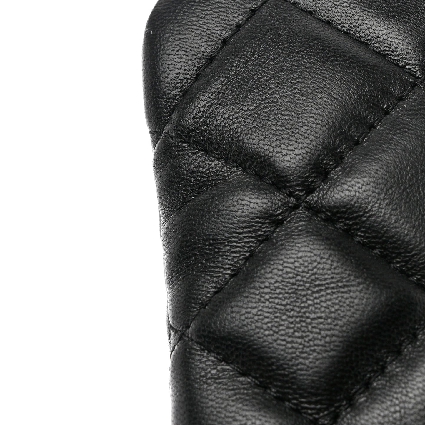 Lambskin Quilted Small Cosmetic Case Black