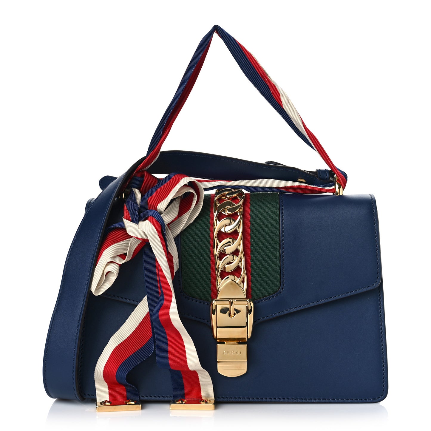 Vitello Fontanella Web Small Sylvie Shoulder Bag Blue Agata