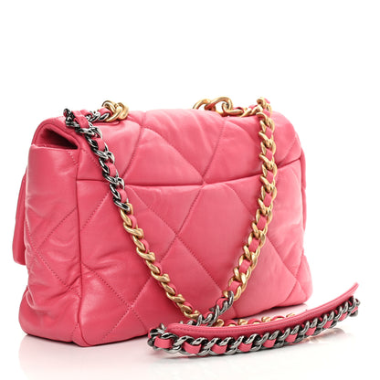 Chanel Goatskin Quilted Large Chanel 19 Flap Dark Pink 2 of 12