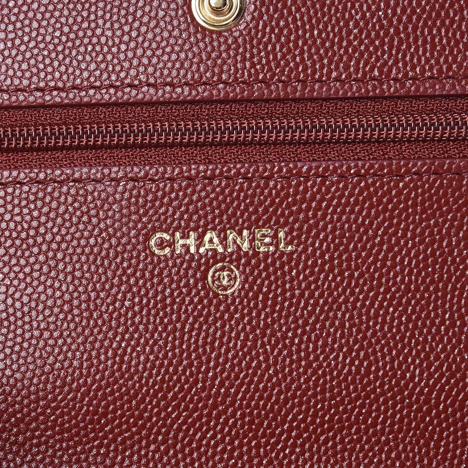 Chanel Metallic Caviar Quilted Wallet On Chain WOC Red 6 of 13