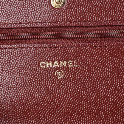 Chanel Metallic Caviar Quilted Wallet On Chain WOC Red 6 of 13