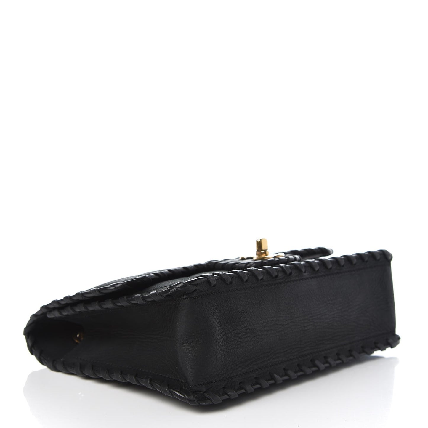 Iridescent Calfskin Small Happy Stitch Flap Black