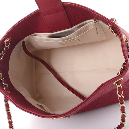 Chanel Grained Calfskin Stitched Supple Rock Shopping Tote Burgundy 5 of 12