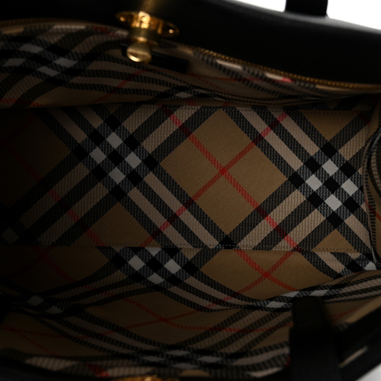 Burberry Grainy Calfskin Nova Check Small Cotswolds Tote Black 5 of 9