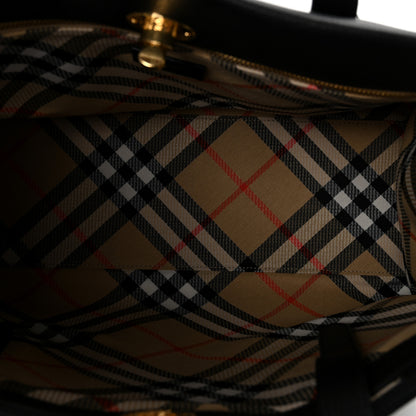 Burberry Grainy Calfskin Nova Check Small Cotswolds Tote Black 5 of 9