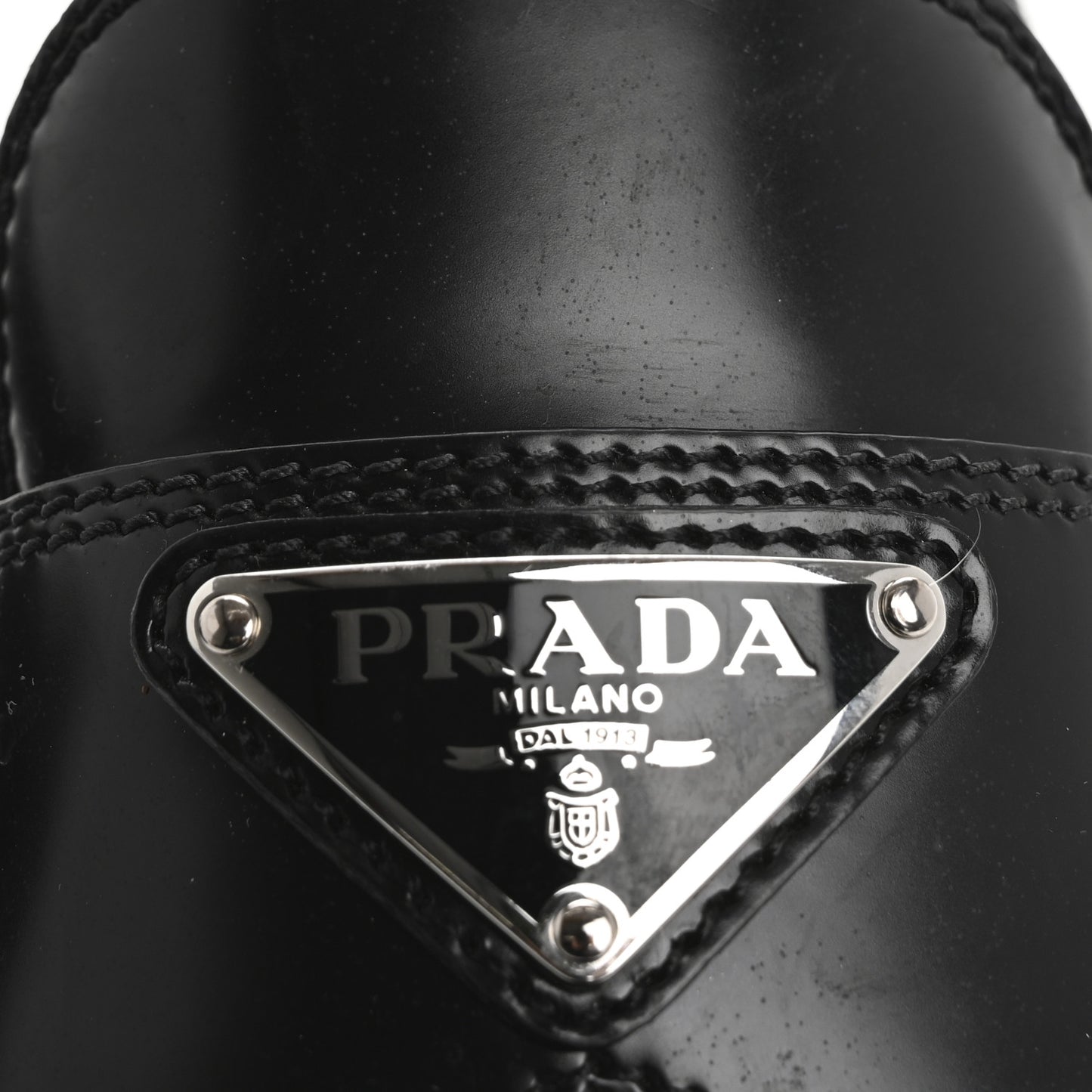 Spazzolato Metal Triangle Logo 50mm Loafers 37 Black