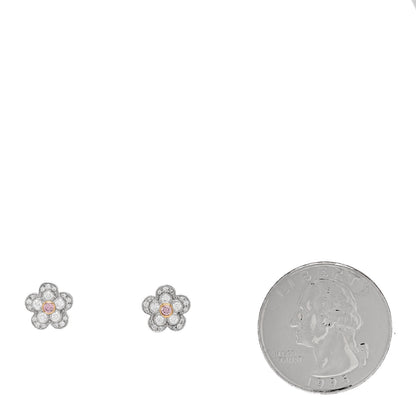 Tiffany Platinum 18K Rose Gold Pink Diamond Enchant Flower Earrings 2 of 6