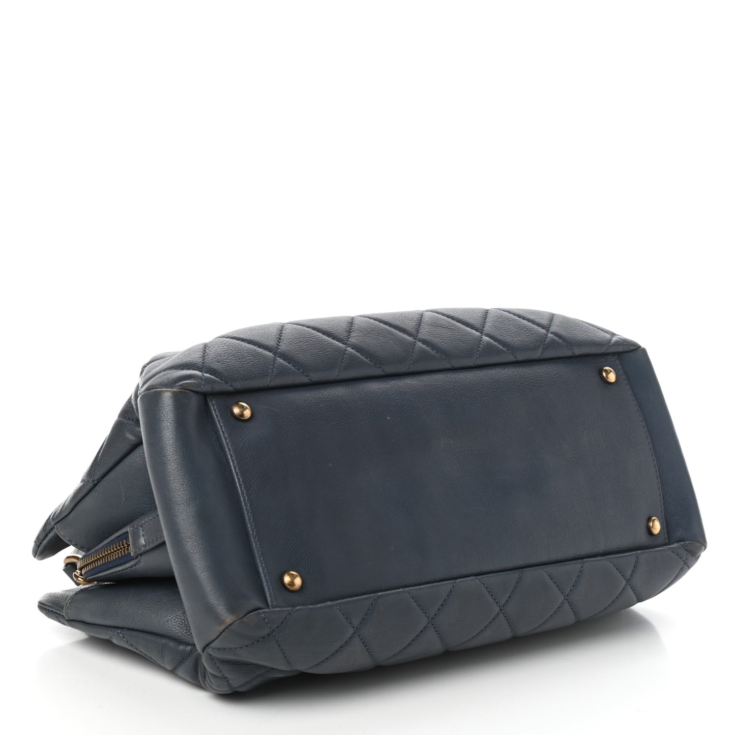 Calfskin Quilted Small CC Crown Tote Blue
