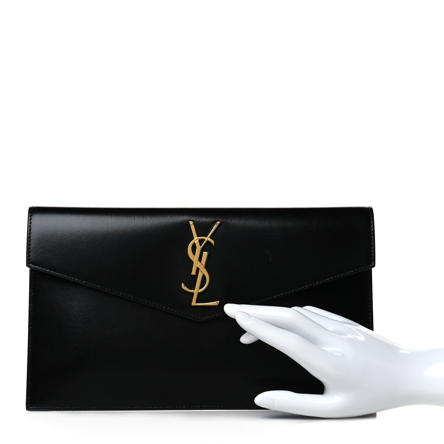 Saint Laurent Smooth Shiny Calfskin Monogram Uptown Pouch Black 3 of 10