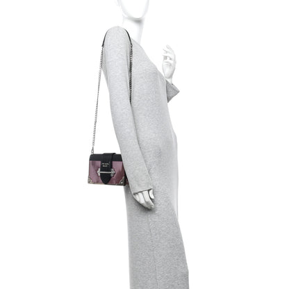 Prada Metallic Vitello Saffiano Cahier Bag Ibisco Black 2 of 13