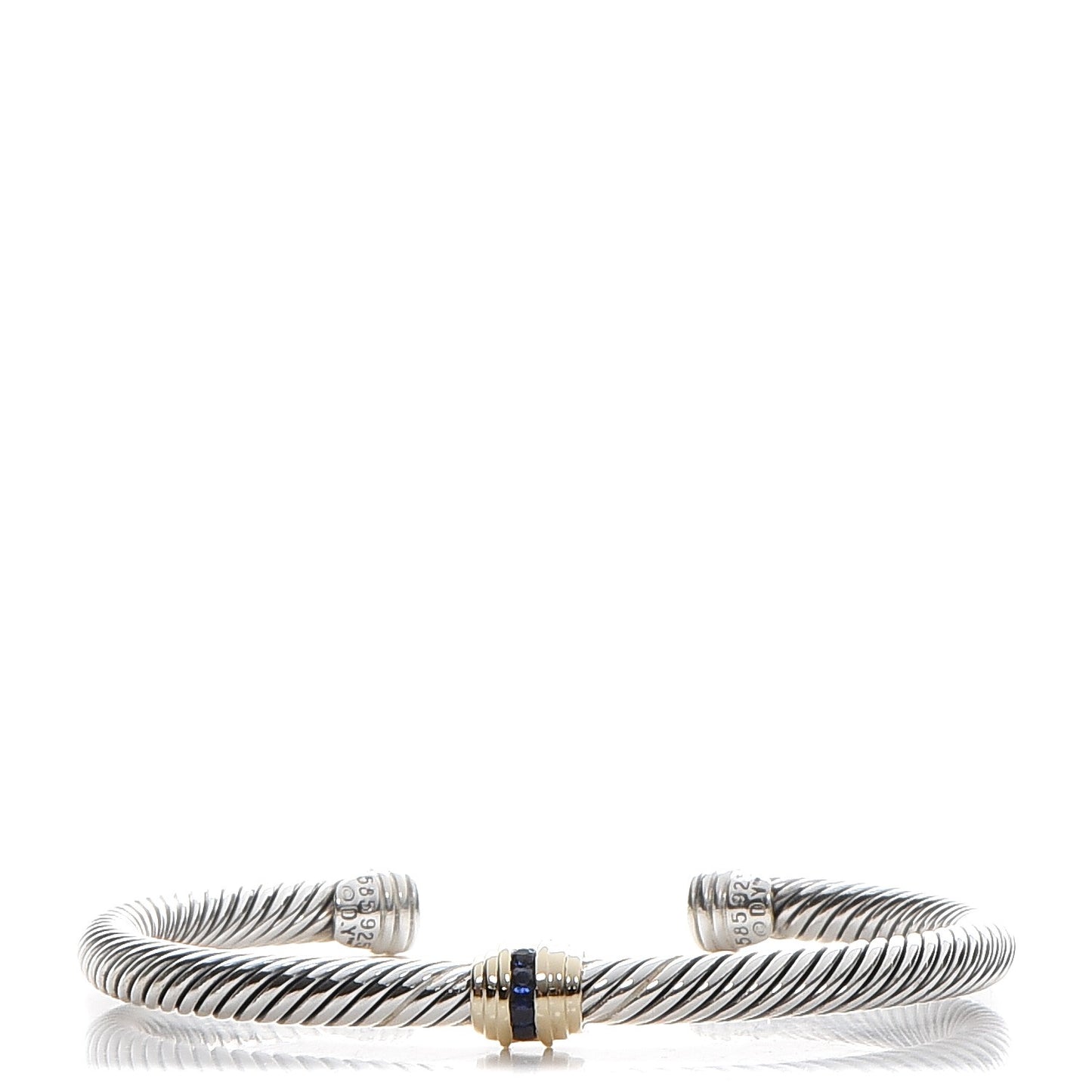 Sterling Silver 14K Yellow Gold Blue Sapphire 5mm Cable Classics Single Station Bracelet