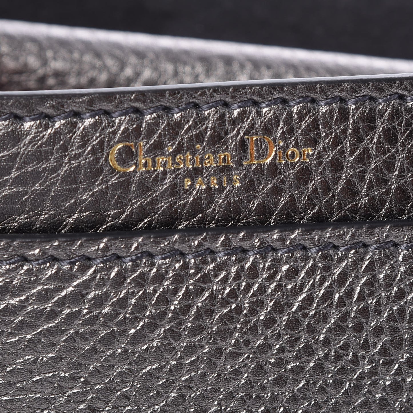 Metallic Grained Calfskin J'Adior Chain Flap Bag Gunmetal