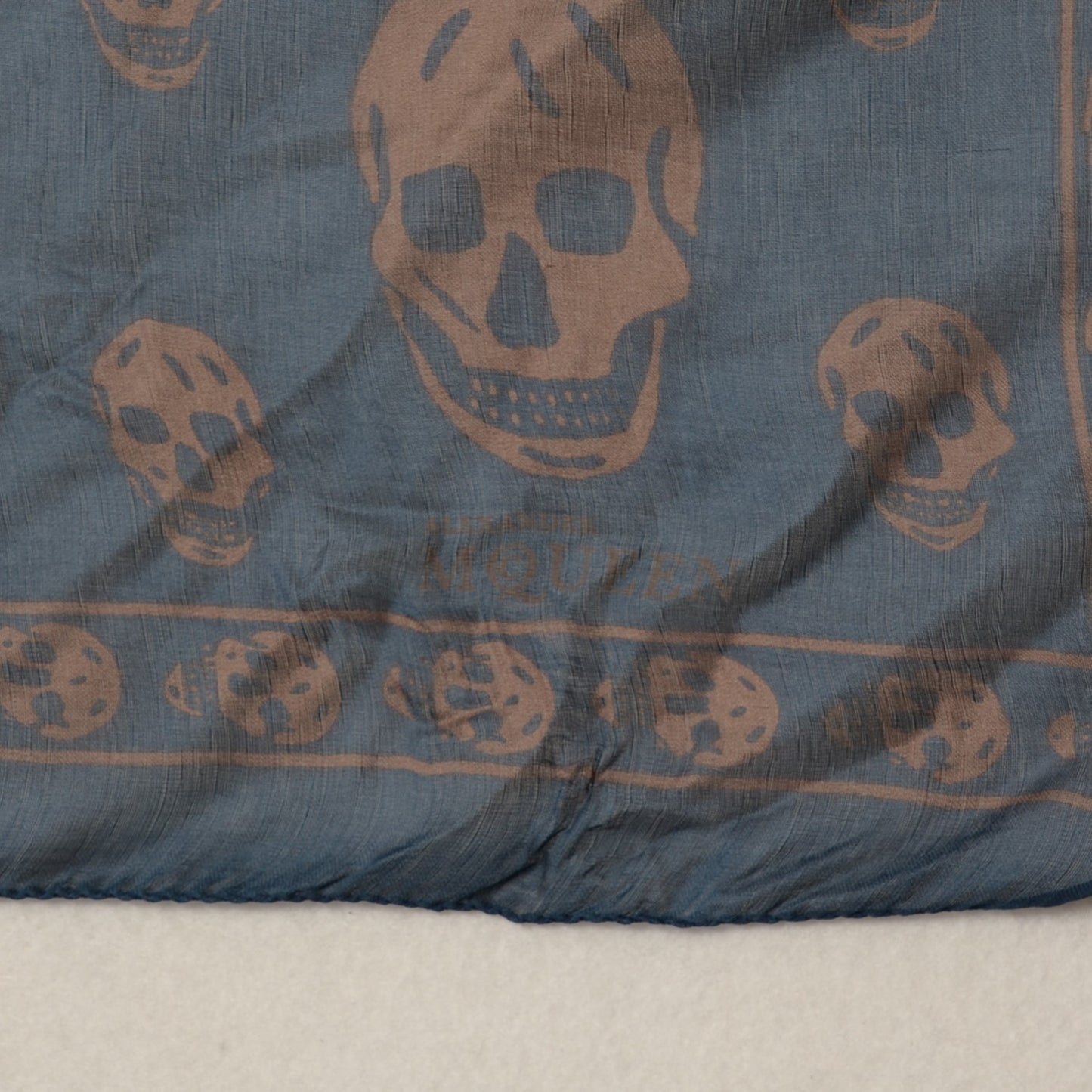 Silk Chiffon Skull Scarf Navy