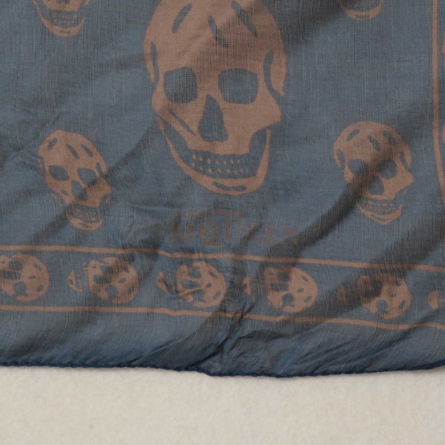 Alexander McQueen Silk Chiffon Skull Scarf Navy 3 of 6