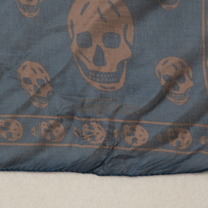 Alexander McQueen Silk Chiffon Skull Scarf Navy 3 of 6