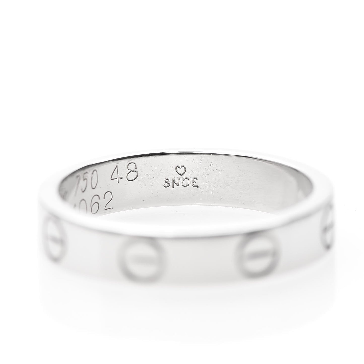 18K White Gold 3.5mm LOVE Wedding Band Ring 48 4.5