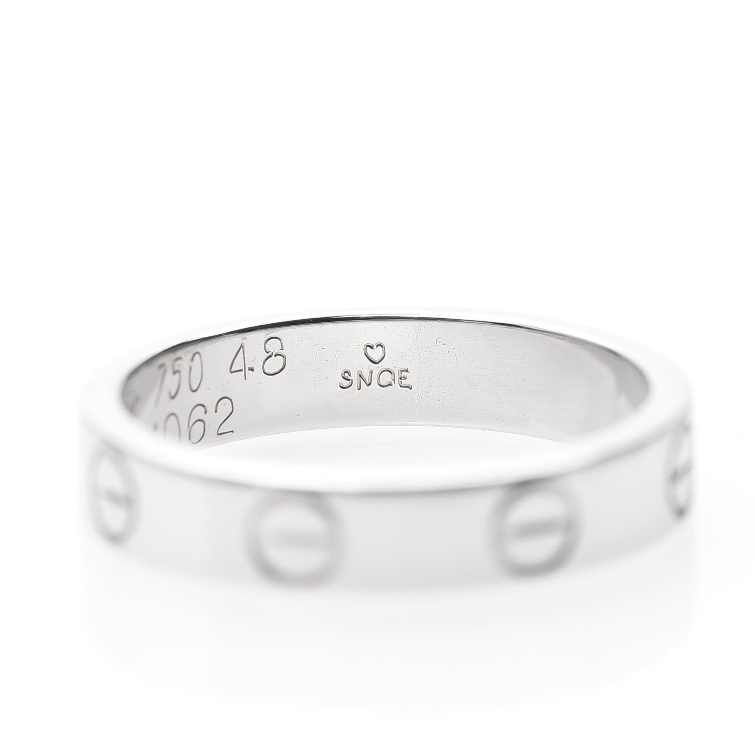 Cartier 18K White Gold 3.5mm LOVE Wedding Band Ring 48 4.5 5 of 5