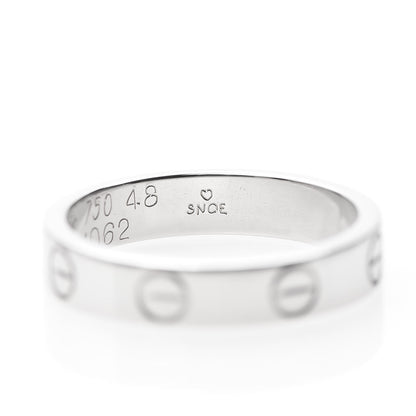 Cartier 18K White Gold 3.5mm LOVE Wedding Band Ring 48 4.5 5 of 5