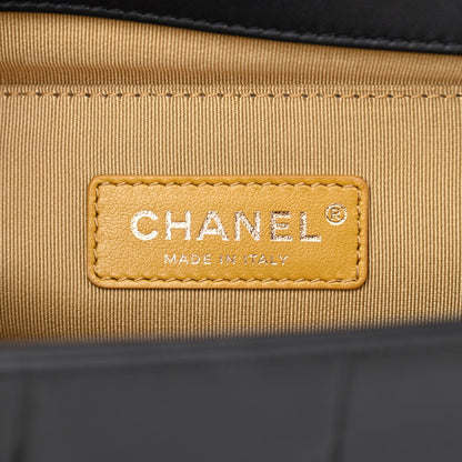 Chanel Calfskin Crocodile Embossed Graffiti Cocodile Medium Boy Flap Black 6 of 10