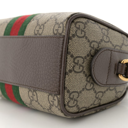 Gucci GG Supreme Monogram Textured Dollar Calfskin Web Super Mini Ophidia Top Handle Bowler Bag Beige Ebony New Acero 10 of 11