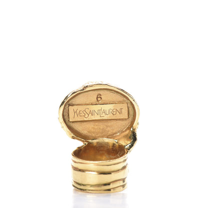Saint Laurent Glass Cabochon Arty Ovale Ring 6 Black Gold 4 of 5