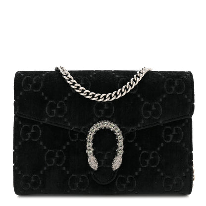Gucci Velvet GG Monogram Mini Dionysus Chain Wallet Black 1 of 11