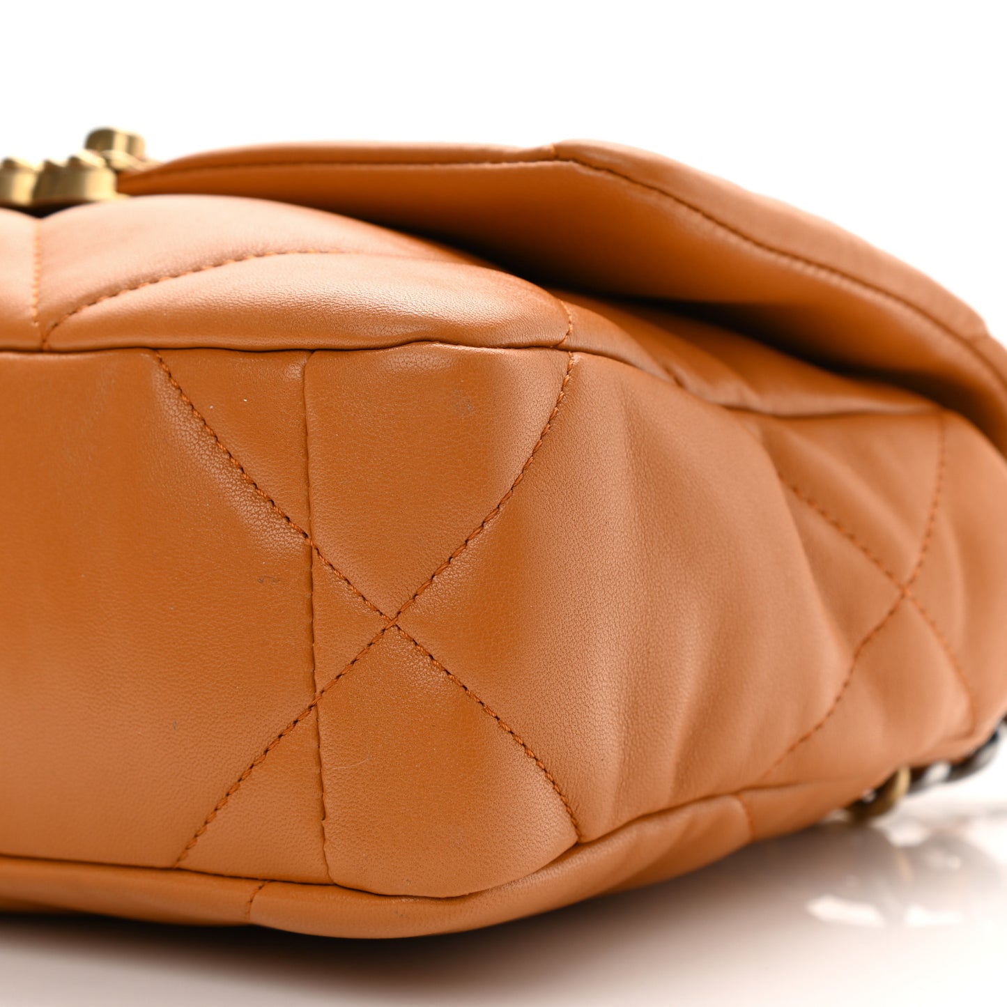Lambskin Quilted Medium Chanel 19 Flap Light Brown