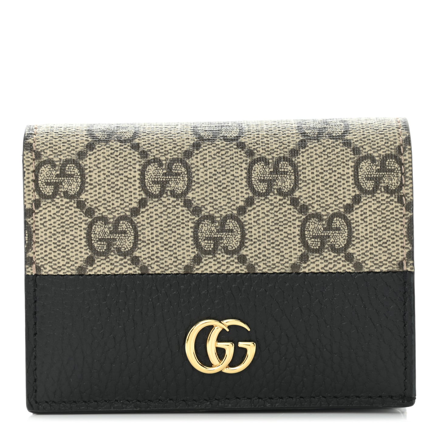 Dollar Calfskin GG Supreme Monogram GG Marmont Card Case Black Beige Ebony