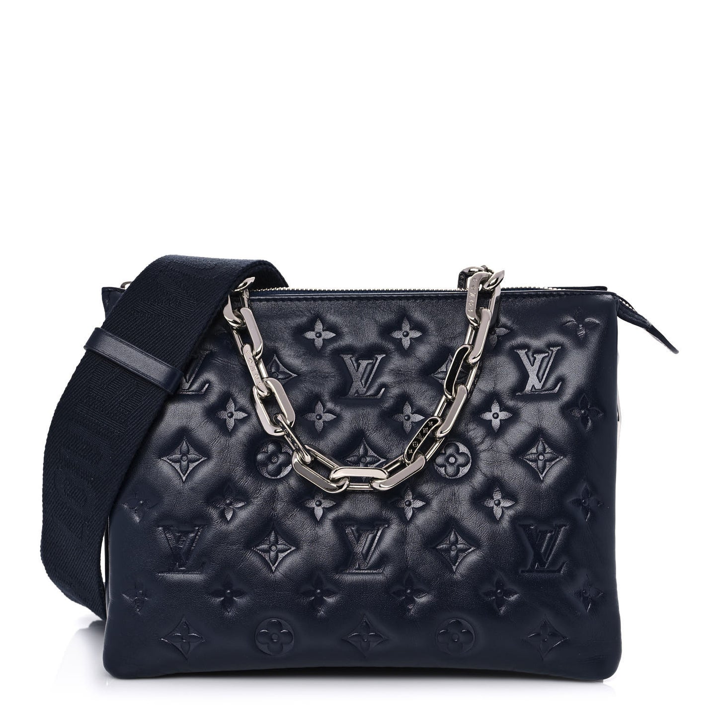 Lambskin Embossed Monogram Coussin PM Navy