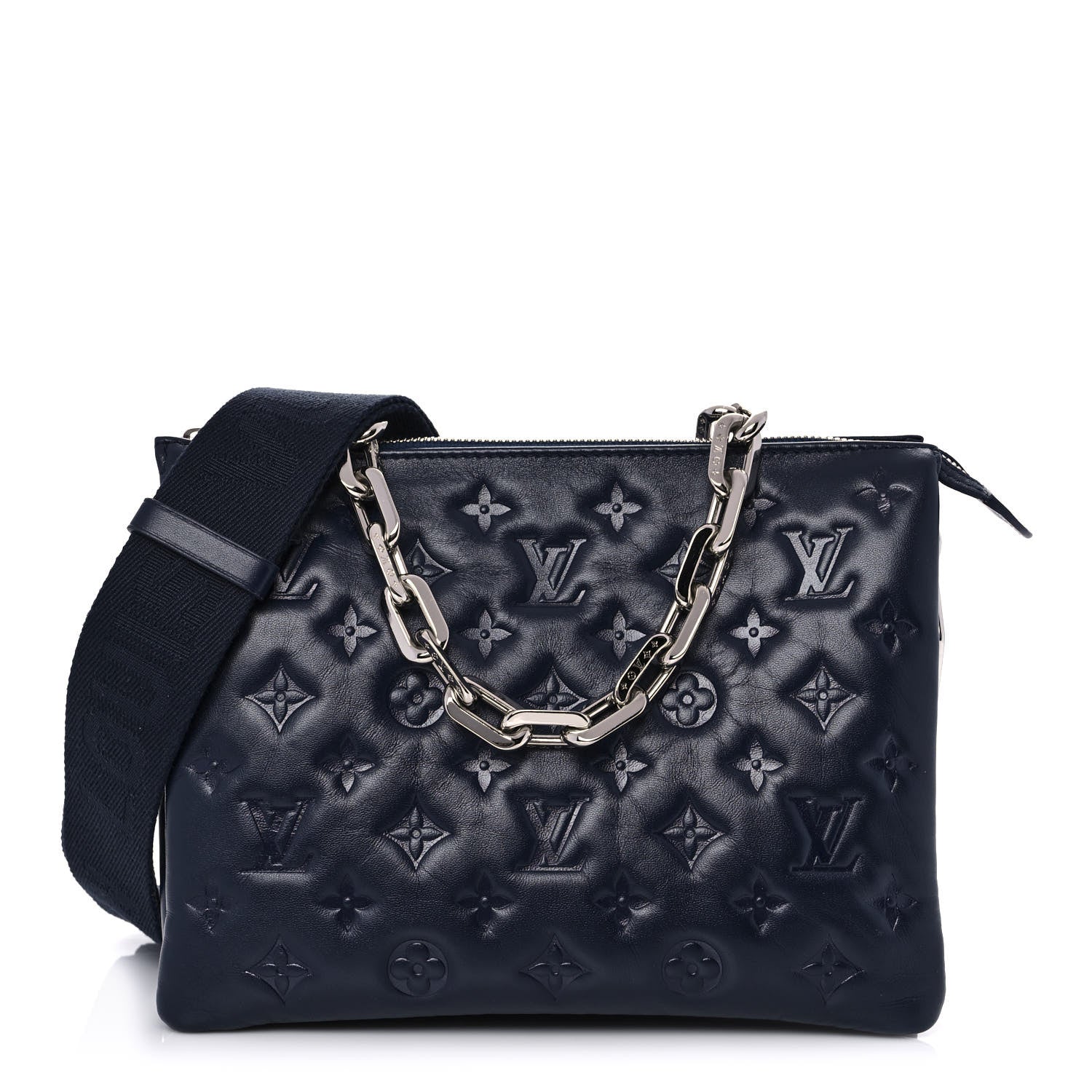 Louis Vuitton Lambskin Embossed Monogram Coussin PM Navy 1 of 10