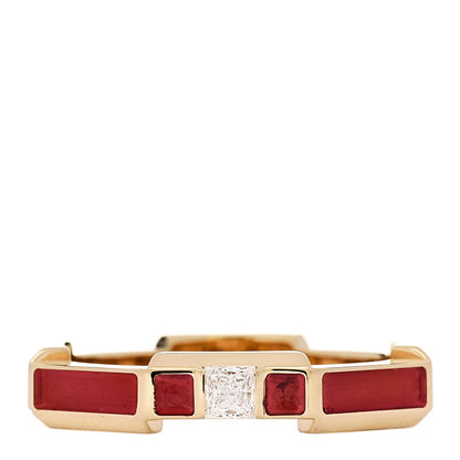 Gucci 18K Yellow Gold Enamel Diamond Link To Love Ring 52 6 Red 1 of 7
