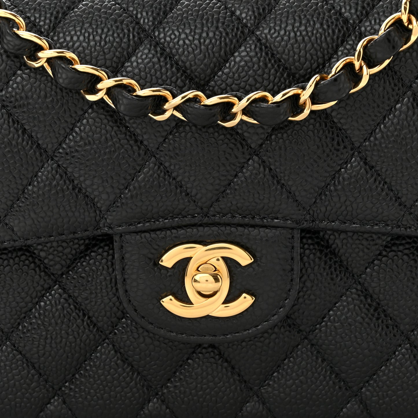 Caviar Quilted Small Double Flap Black